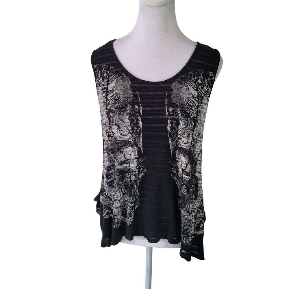 Hot Topic Size EST M Skeleton Skull Open Side‎ Sleeveless Sheer Tank Goth Punk